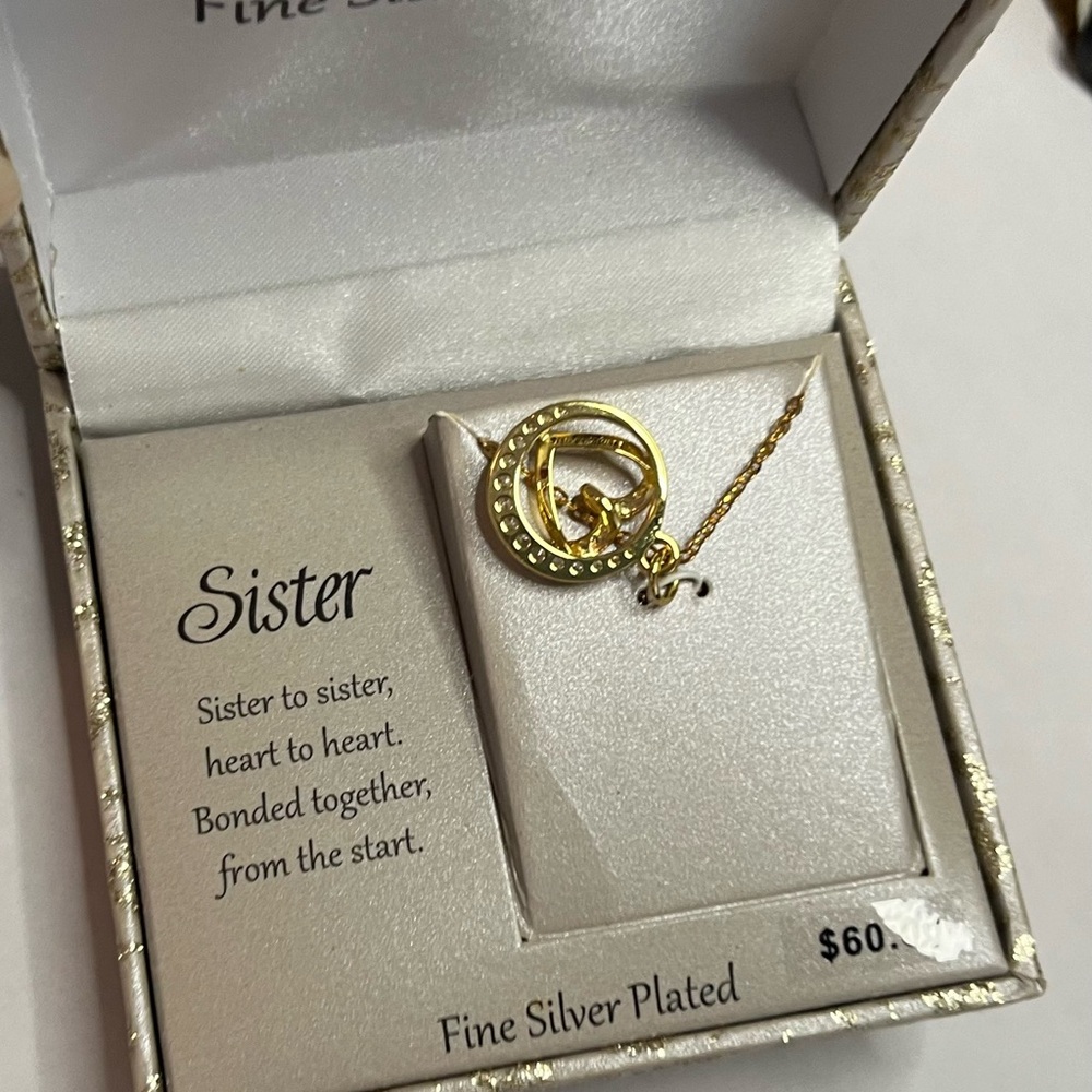 Necklace 17 1/2” silver plated gold tone encircled heart - jewelry - Picture 7 of 15
